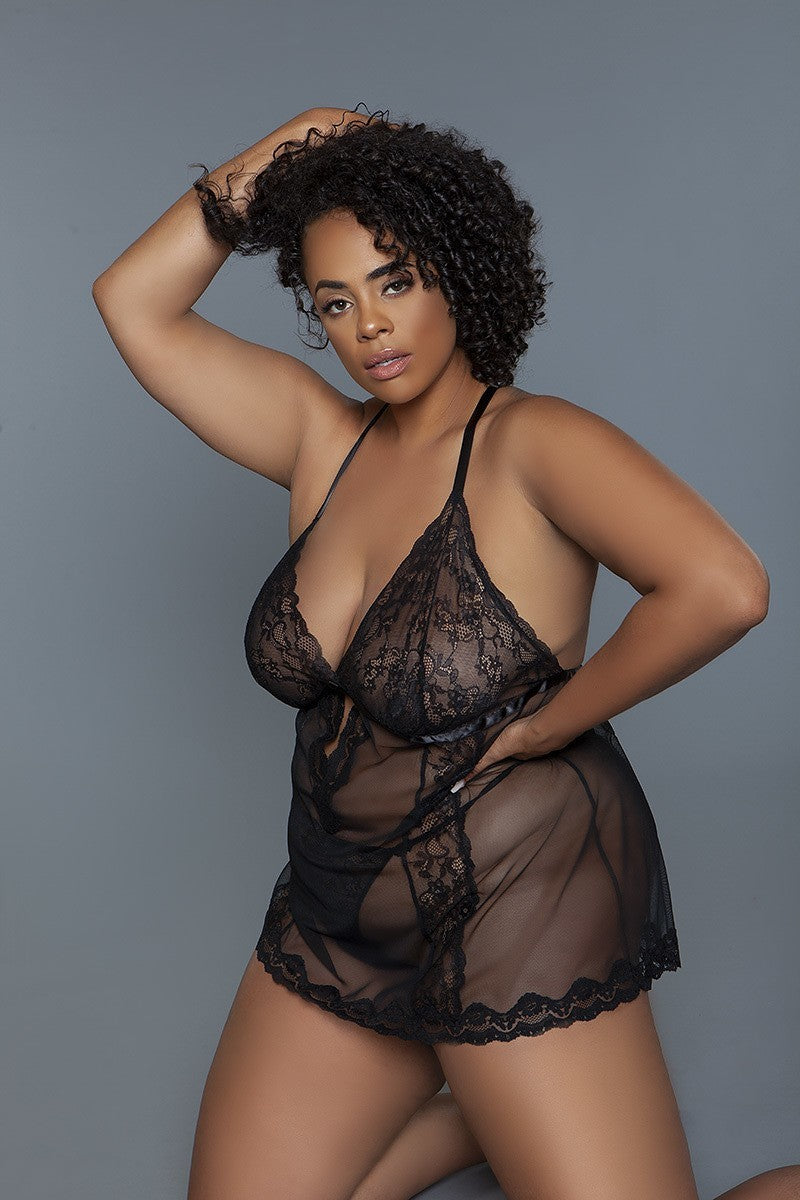 Sheer Lace Babydoll Curvy