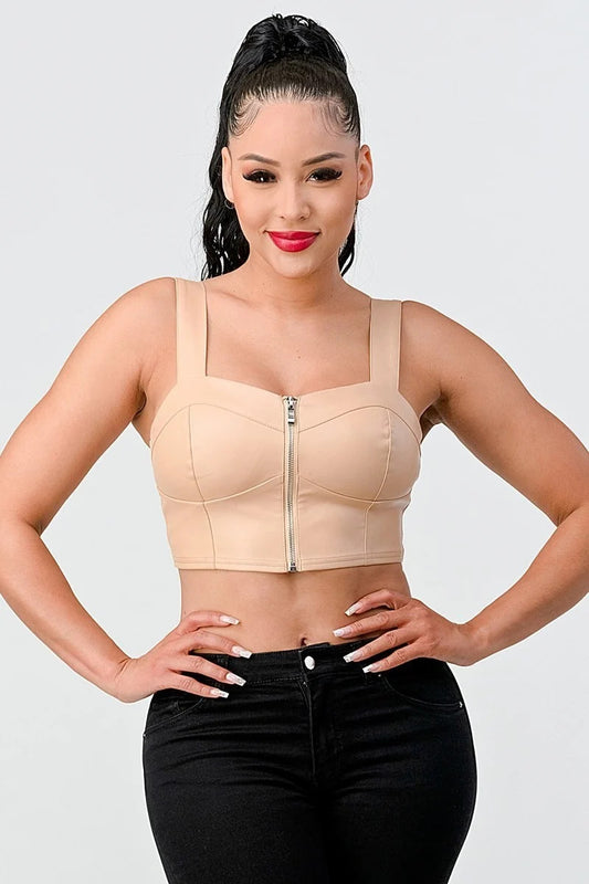 Lux Faux Leather Zip-up Crop
