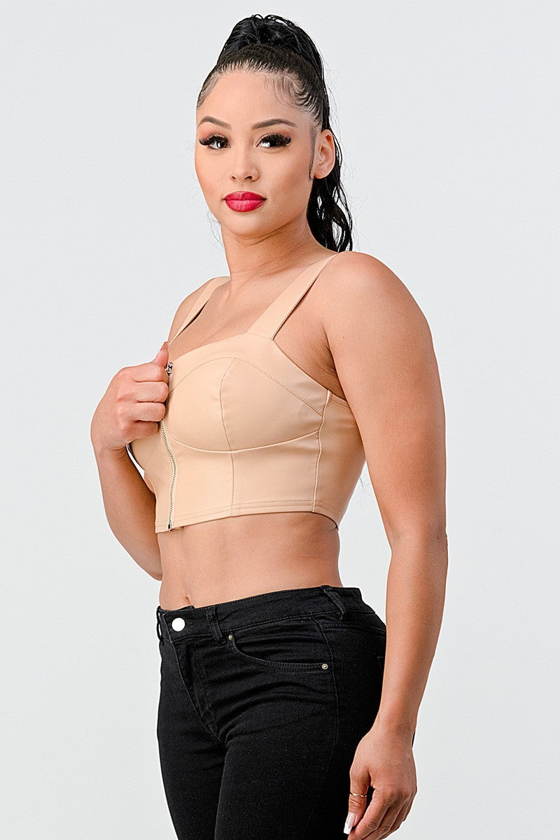 Lux Faux Leather Zip-up Crop