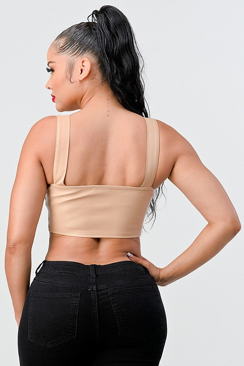 Lux Faux Leather Zip-up Crop