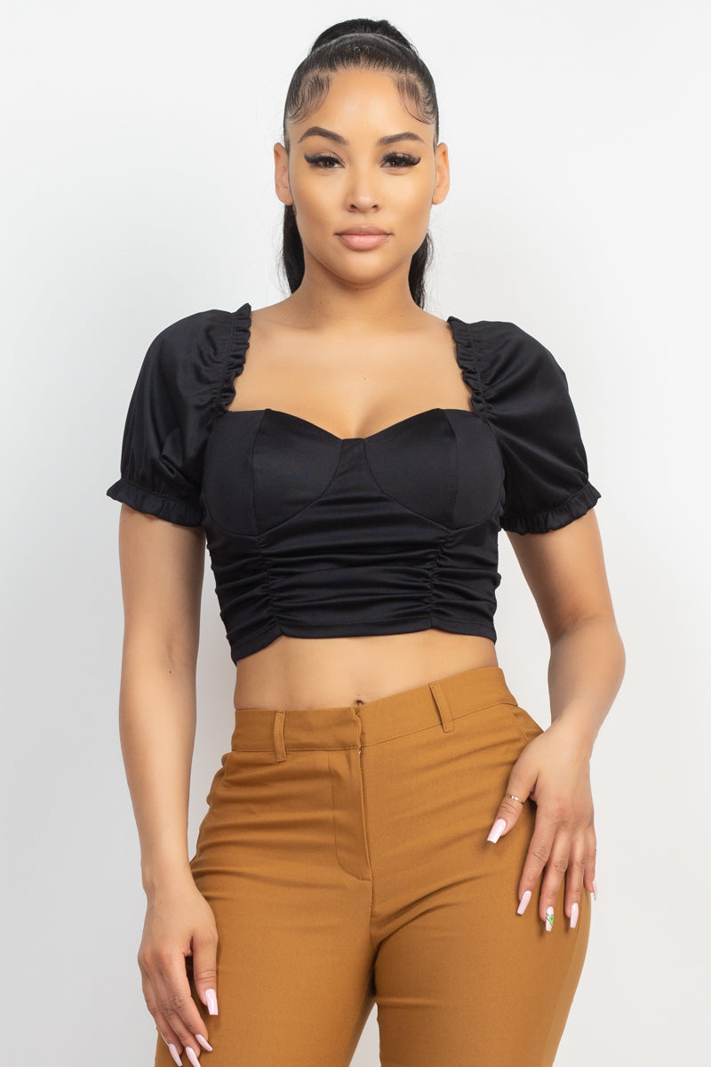 Ruching Puff Sleeve Top