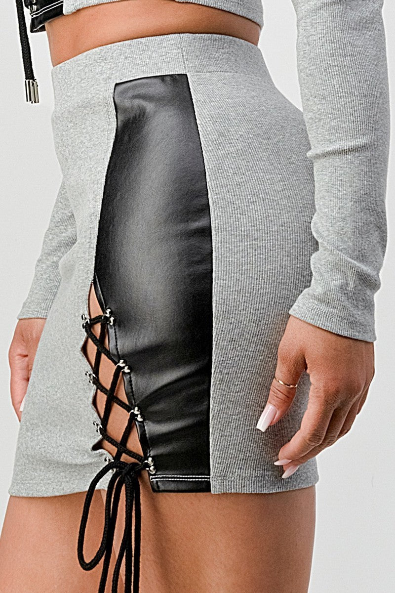 Cropped Long Sleeve & Mini Skirt