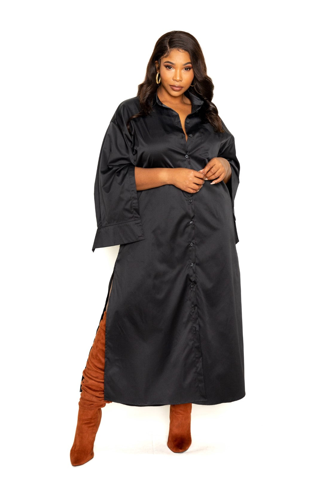 Cape Sleeve Shirt Dress Curvy