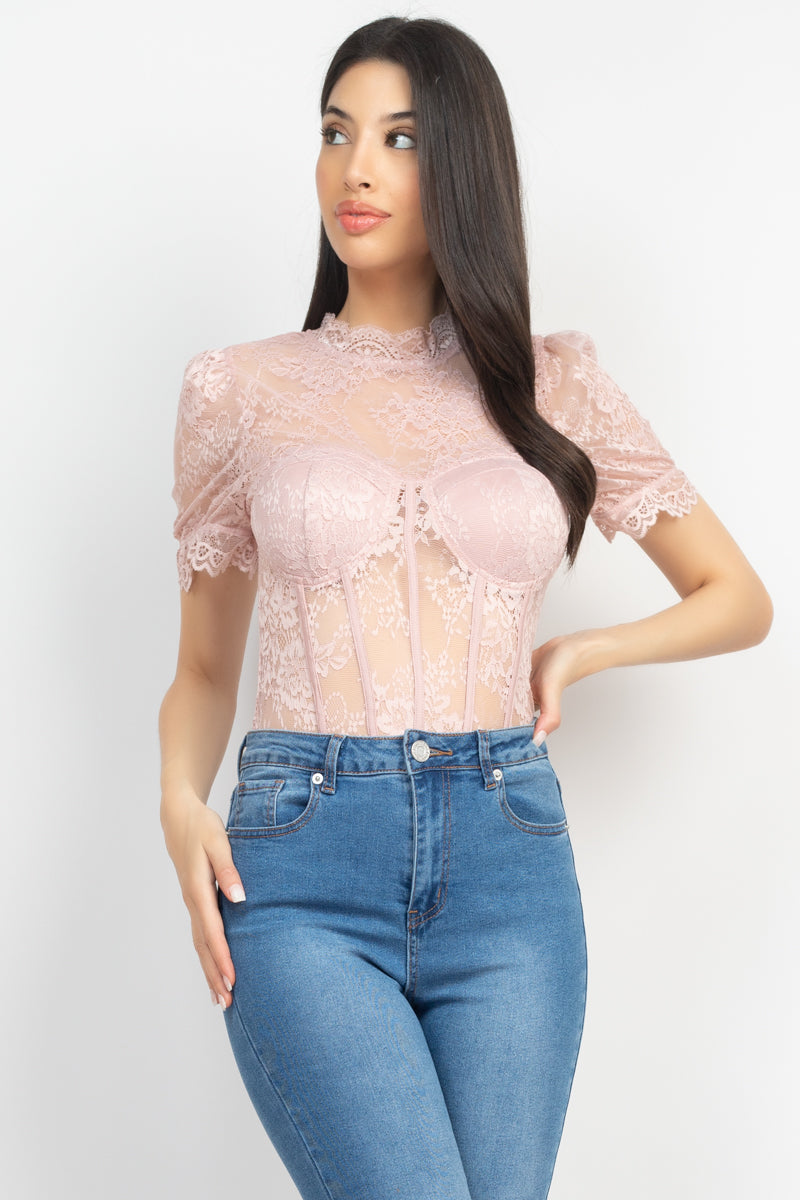 Floral Lace Corset Bodysuit