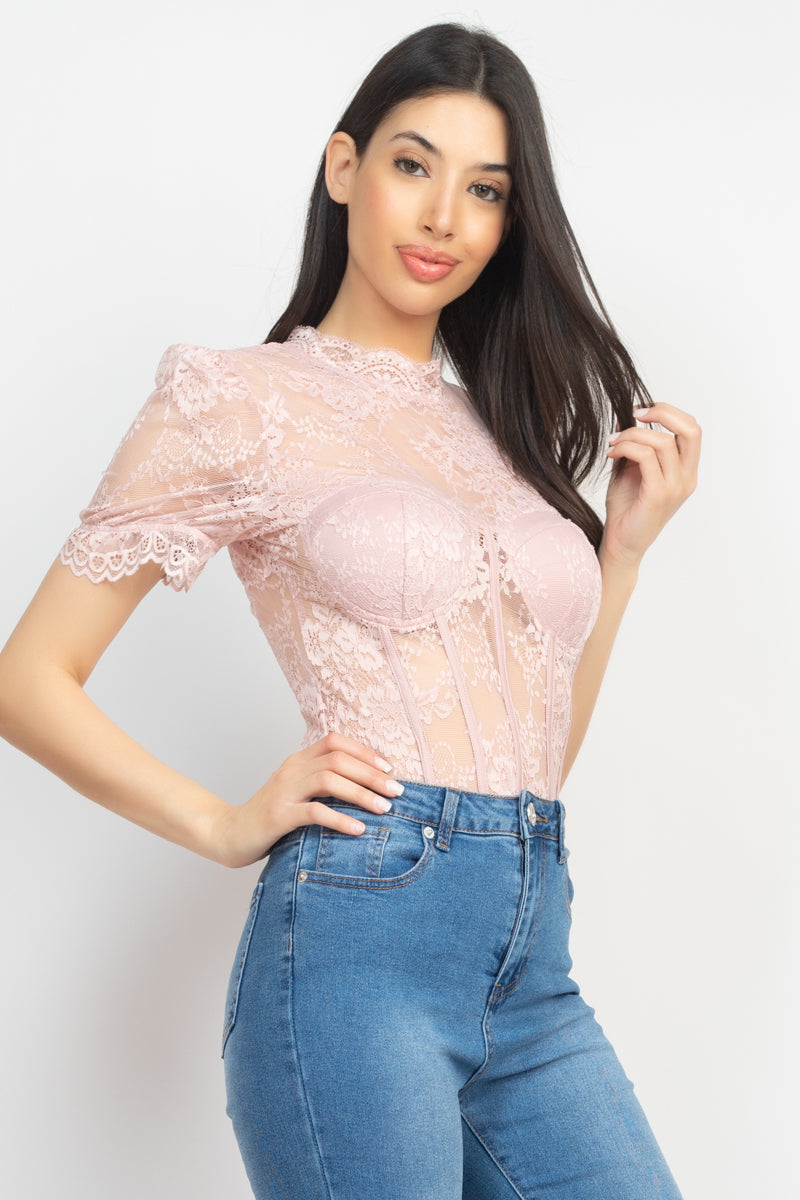 Floral Lace Corset Bodysuit