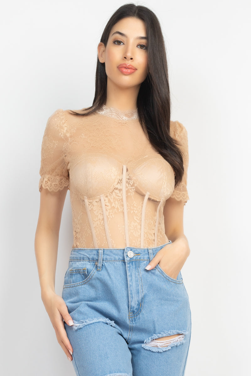 Floral Lace Corset Bodysuit