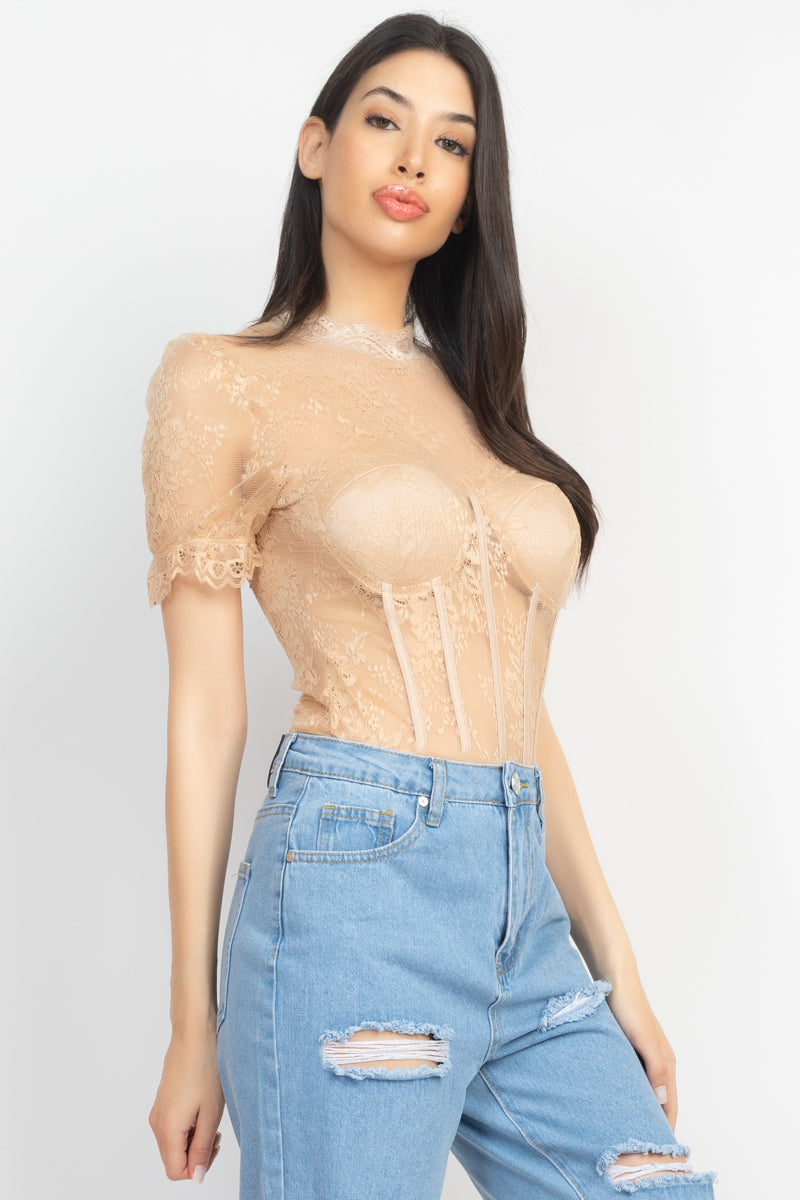 Floral Lace Corset Bodysuit