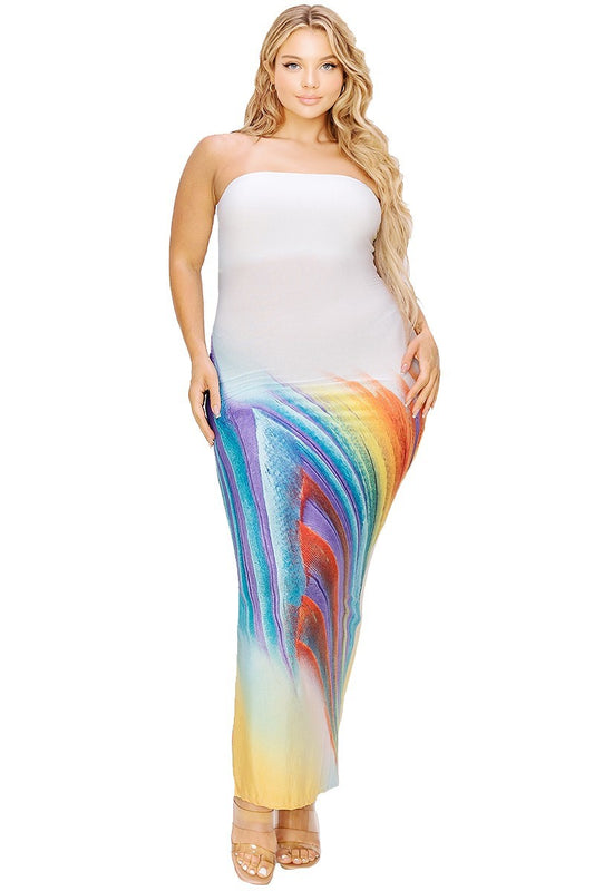 Gradient Tube Top Maxi Dress Curvy