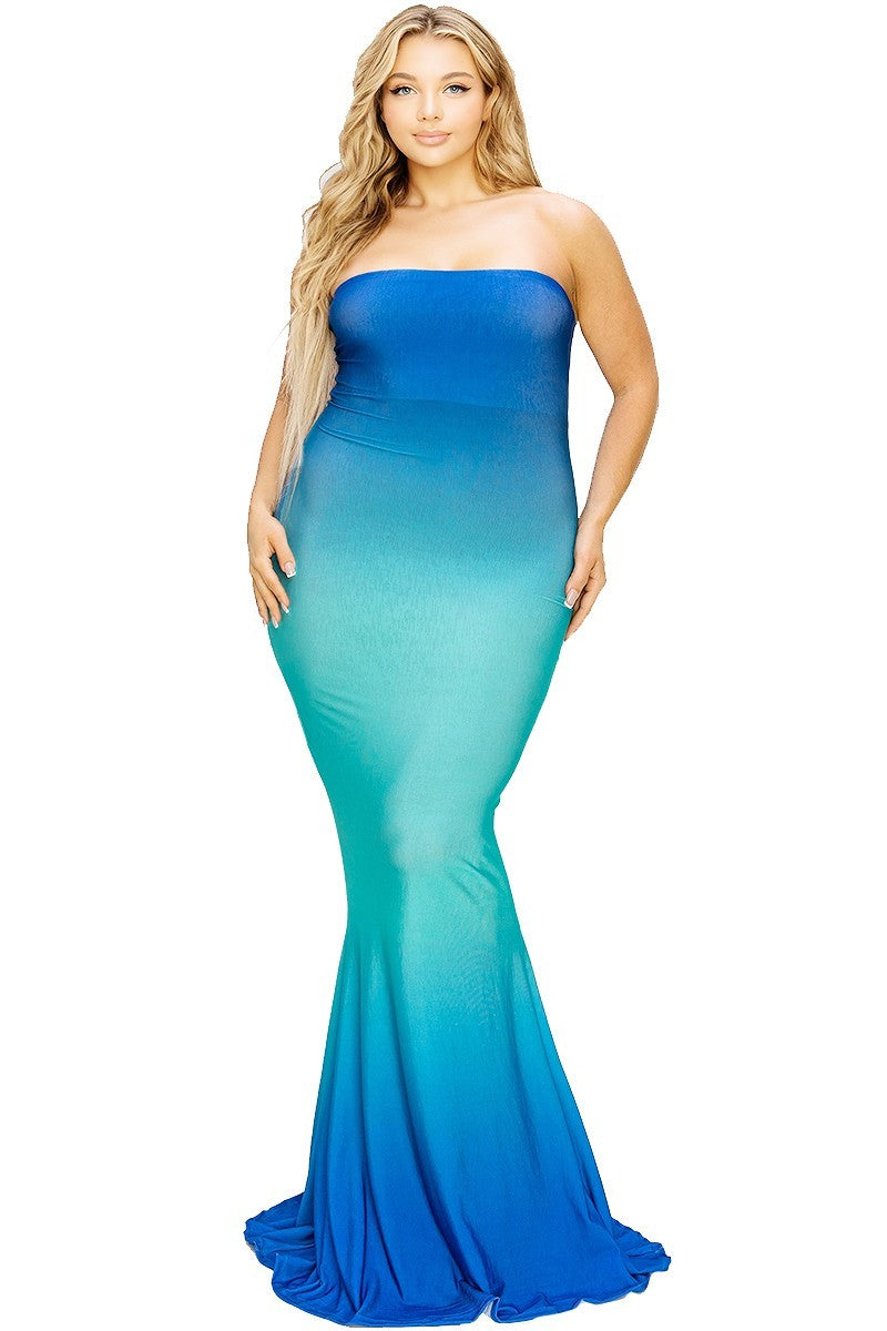 Hot Summer Gradient Tube Maxi Curvy