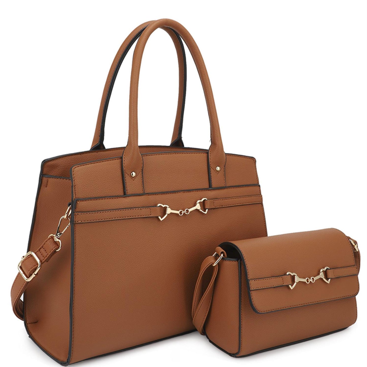 2-in-1 Matching Satchel With Crossbody Bag