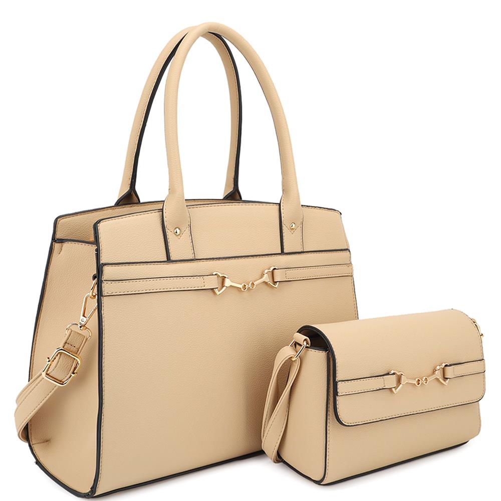 2-in-1 Matching Satchel With Crossbody Bag