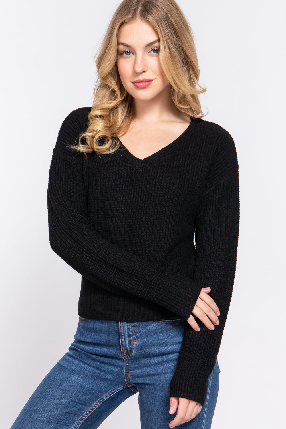 Dolman Strappy Open Back Sweater