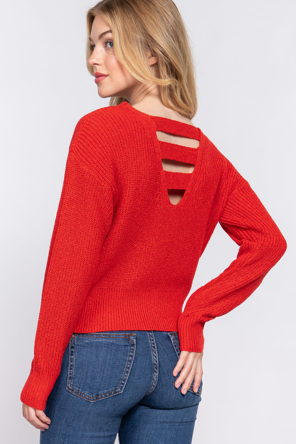 Dolman Strappy Open Back Sweater