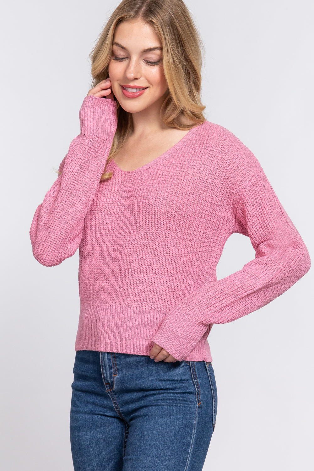 Dolman Strappy Open Back Sweater