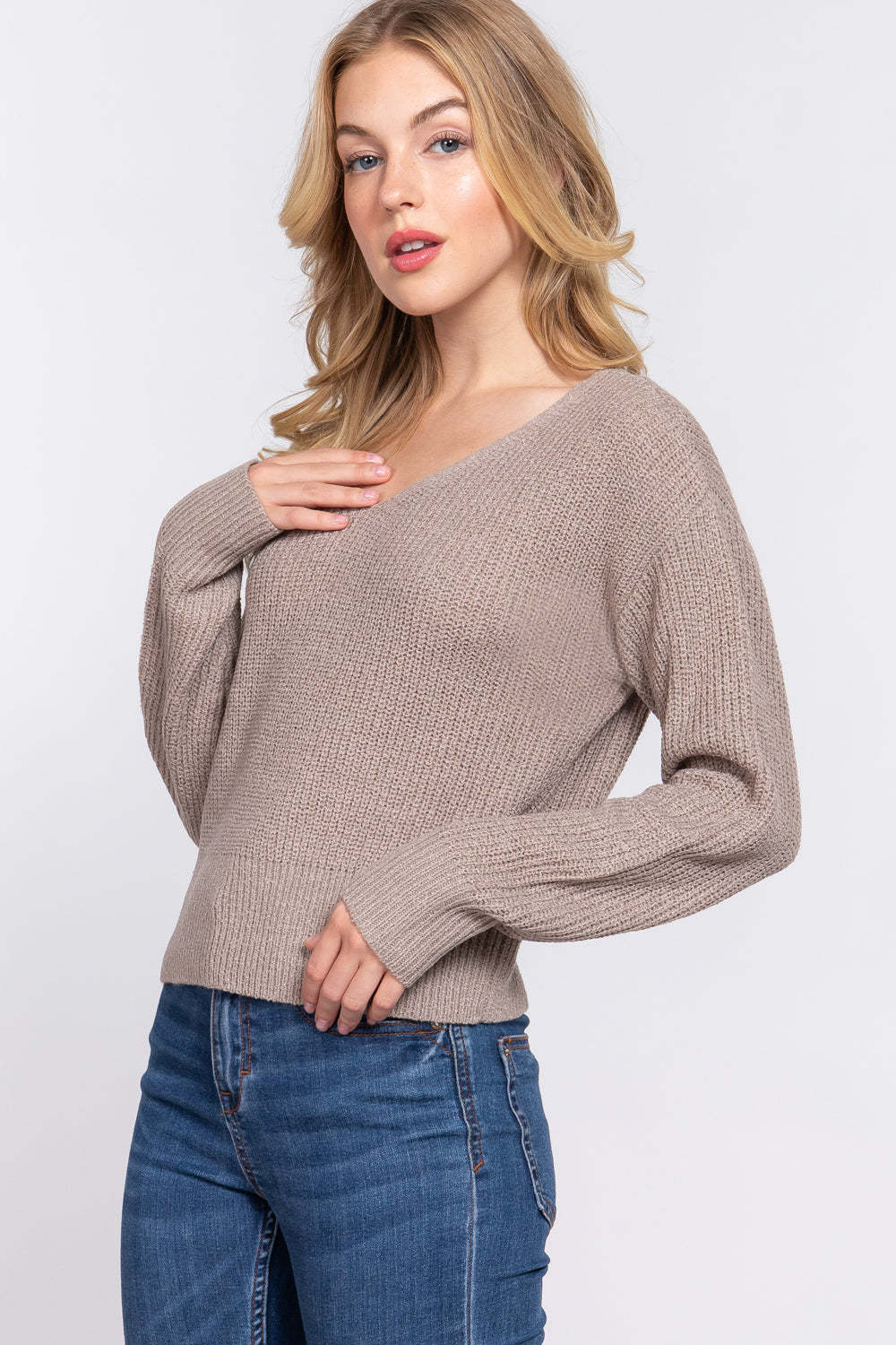 Dolman Strappy Open Back Sweater