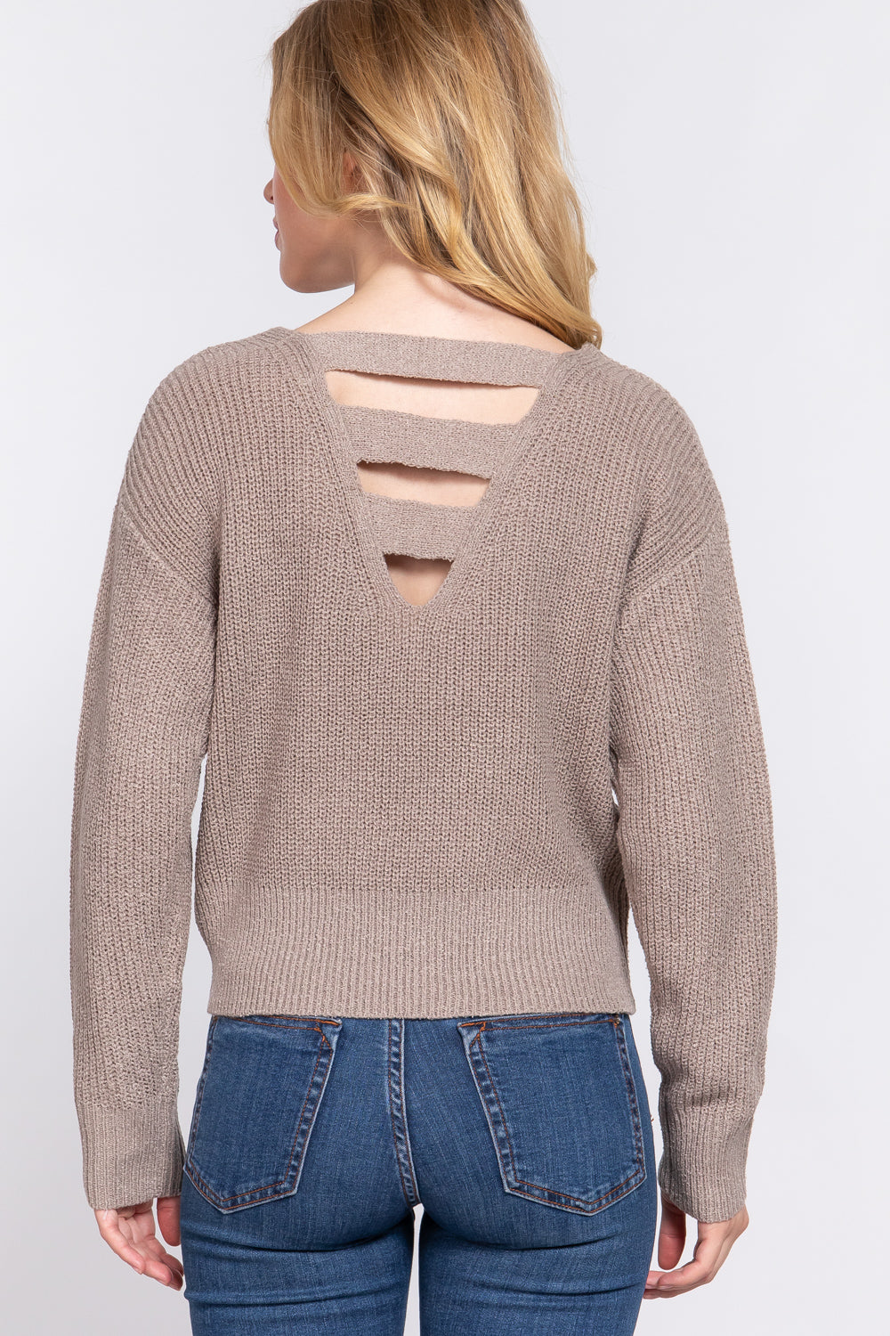 Dolman Strappy Open Back Sweater