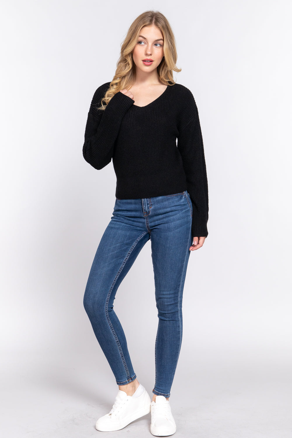 Dolman Strappy Open Back Sweater