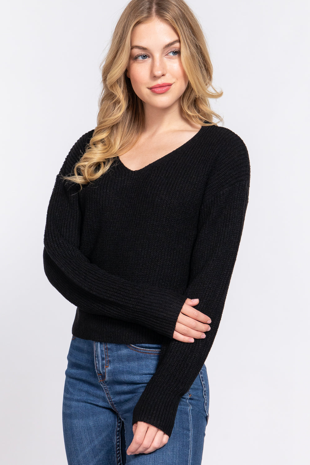 Dolman Strappy Open Back Sweater