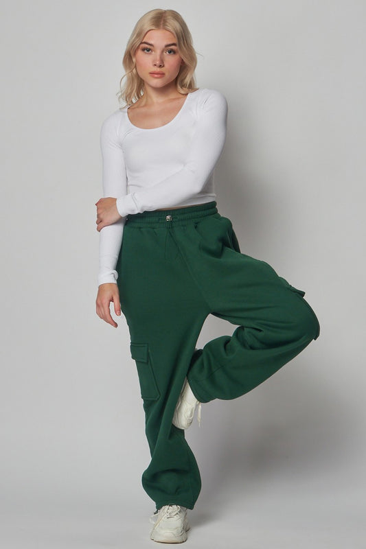 Fleece Lined Cargo Sweat Pants