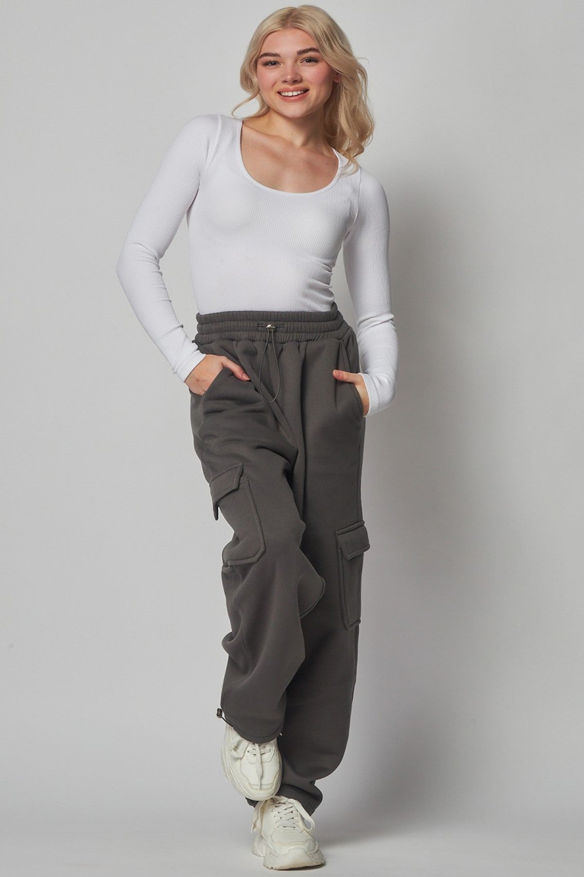 Fleece Lined Cargo Sweat Pants