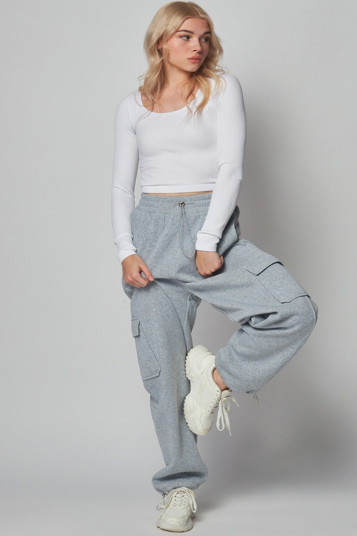 Fleece Lined Cargo Sweat Pants