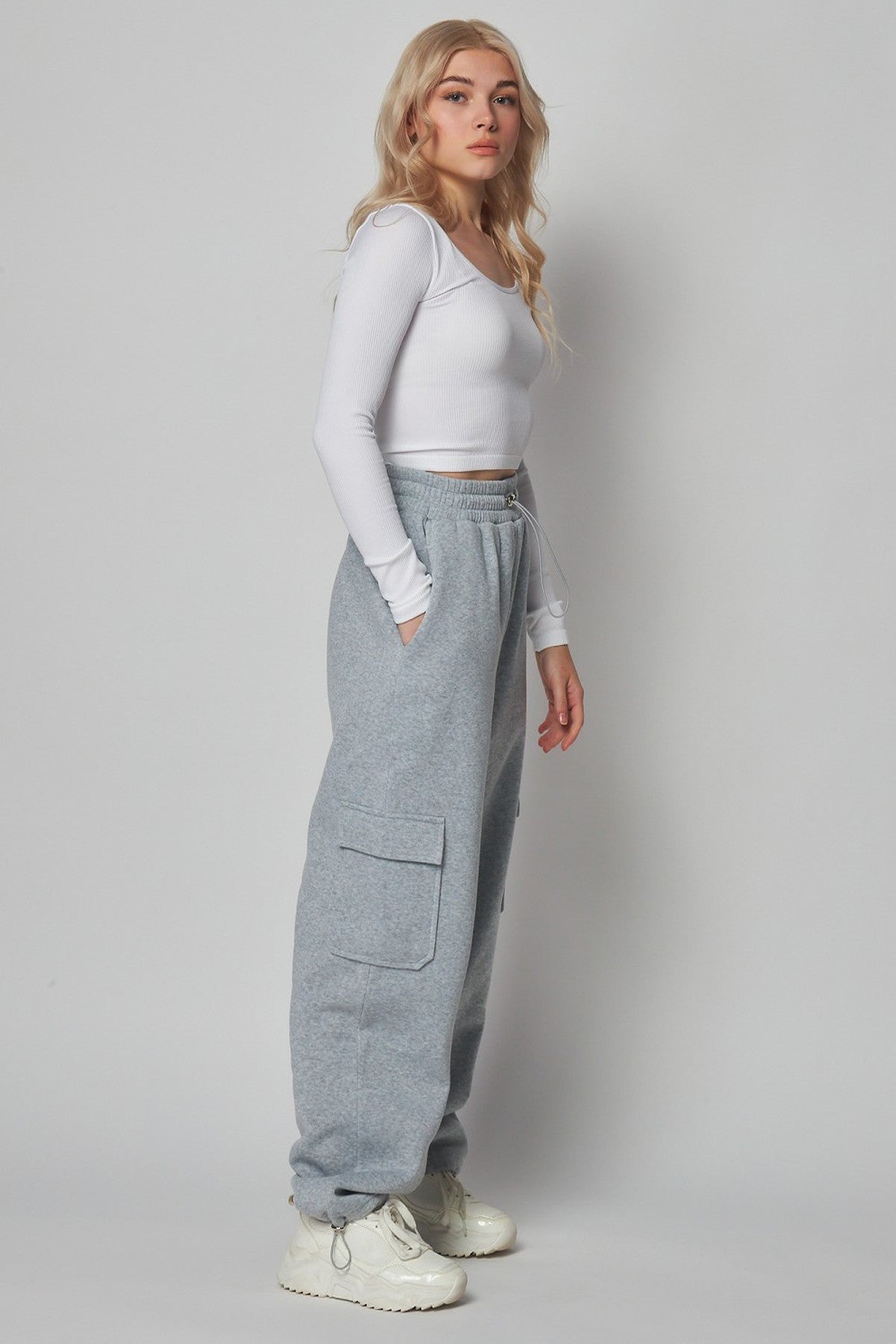 Fleece Lined Cargo Sweat Pants