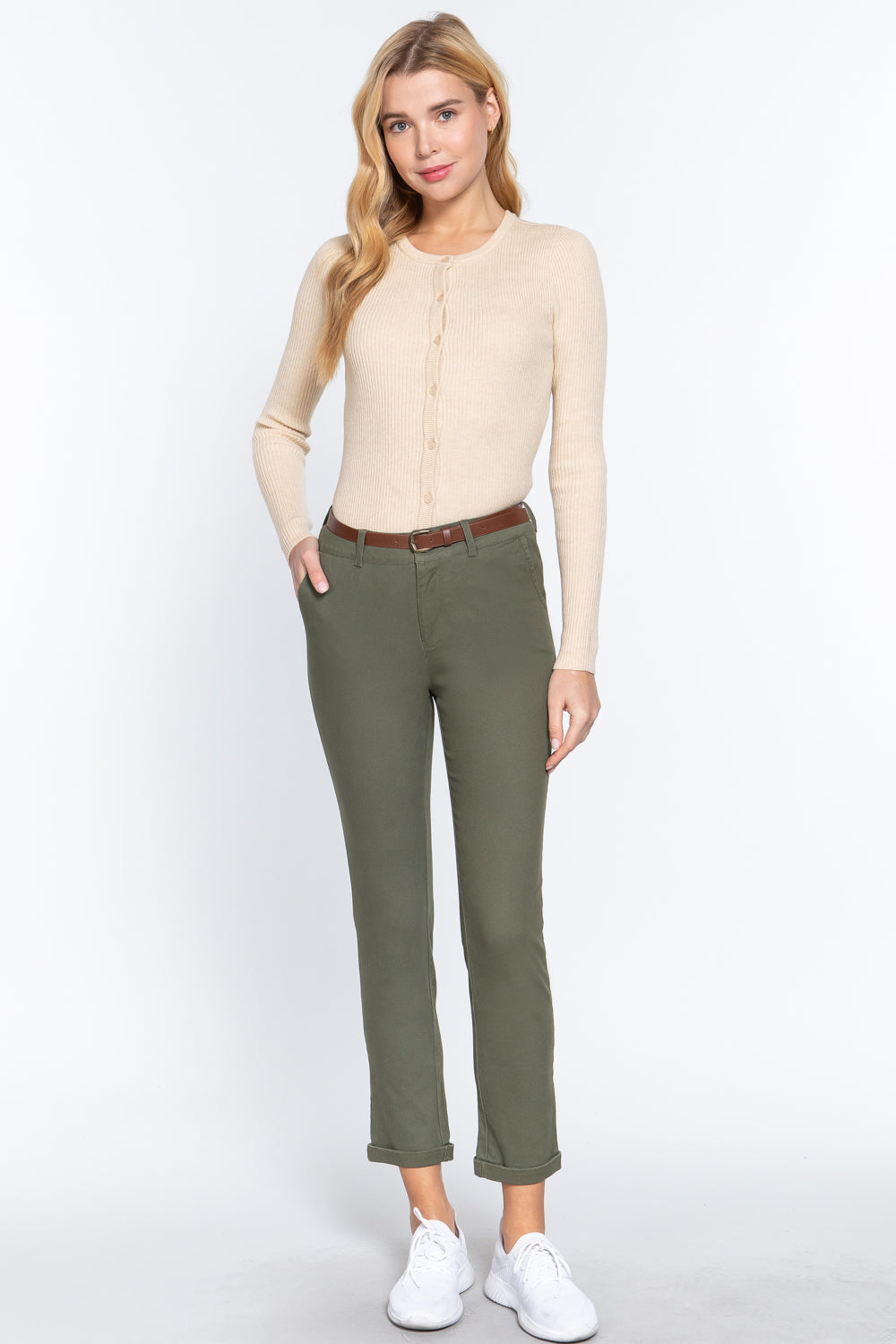 Cotton Twill Belted Pants