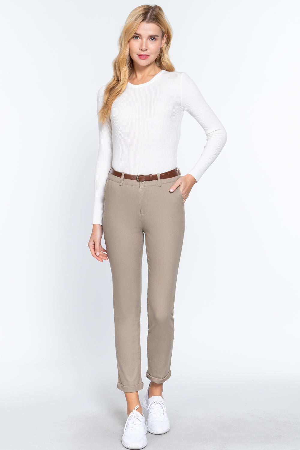 Cotton Twill Belted Pants