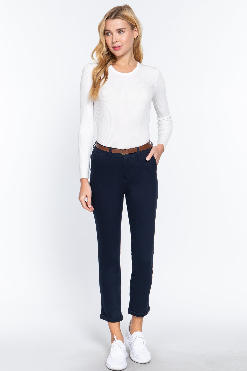 Cotton Twill Belted Pants