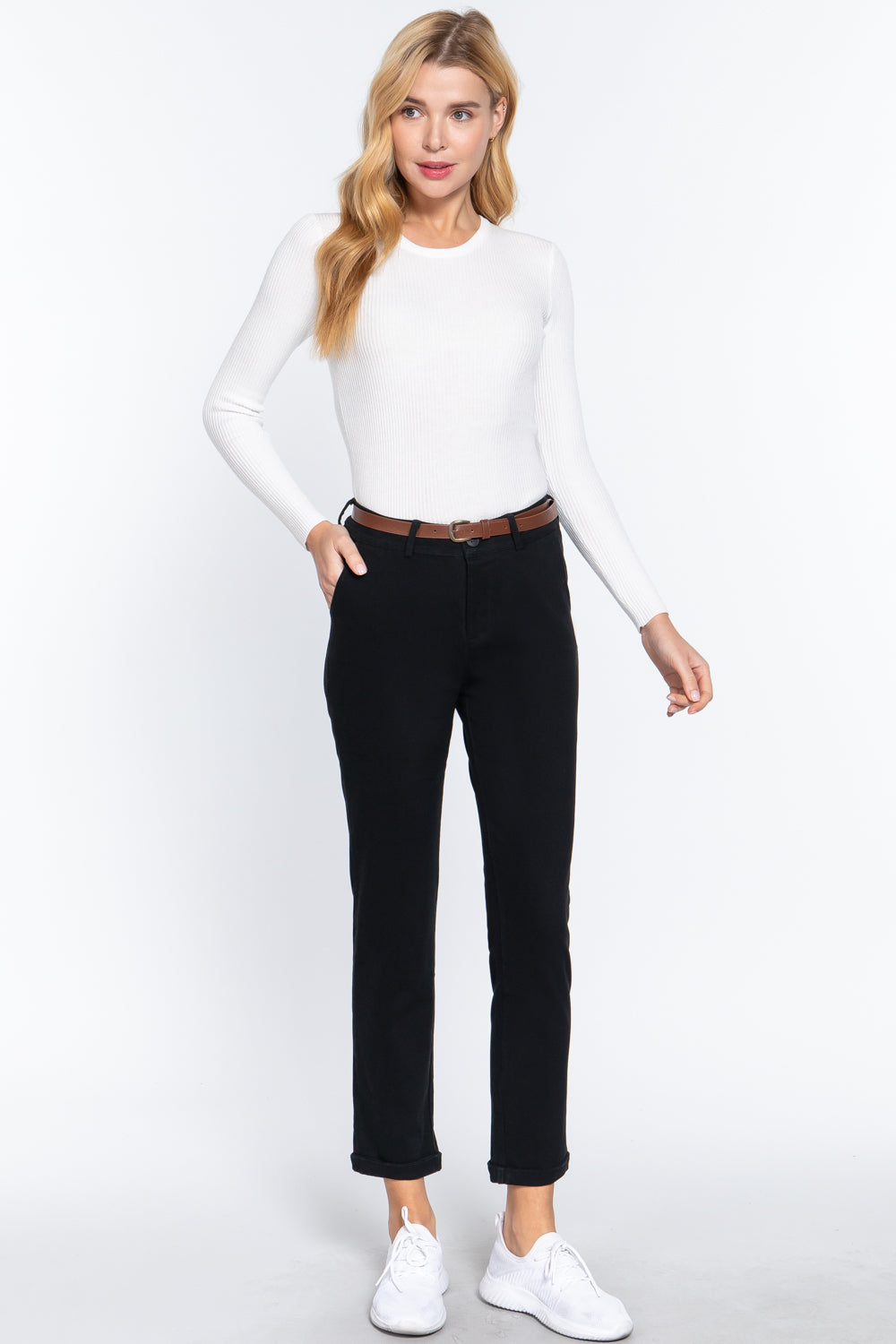 Cotton Twill Belted Pants