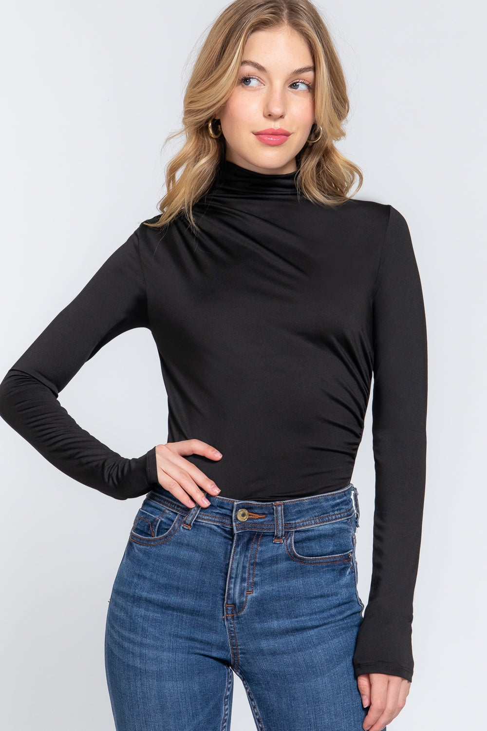 High Neck Shirring Bodysuit