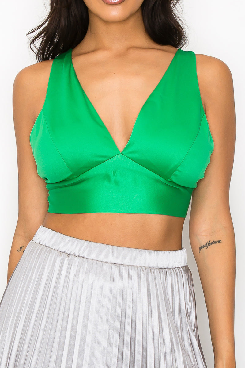 V-neck Satin Bra Top