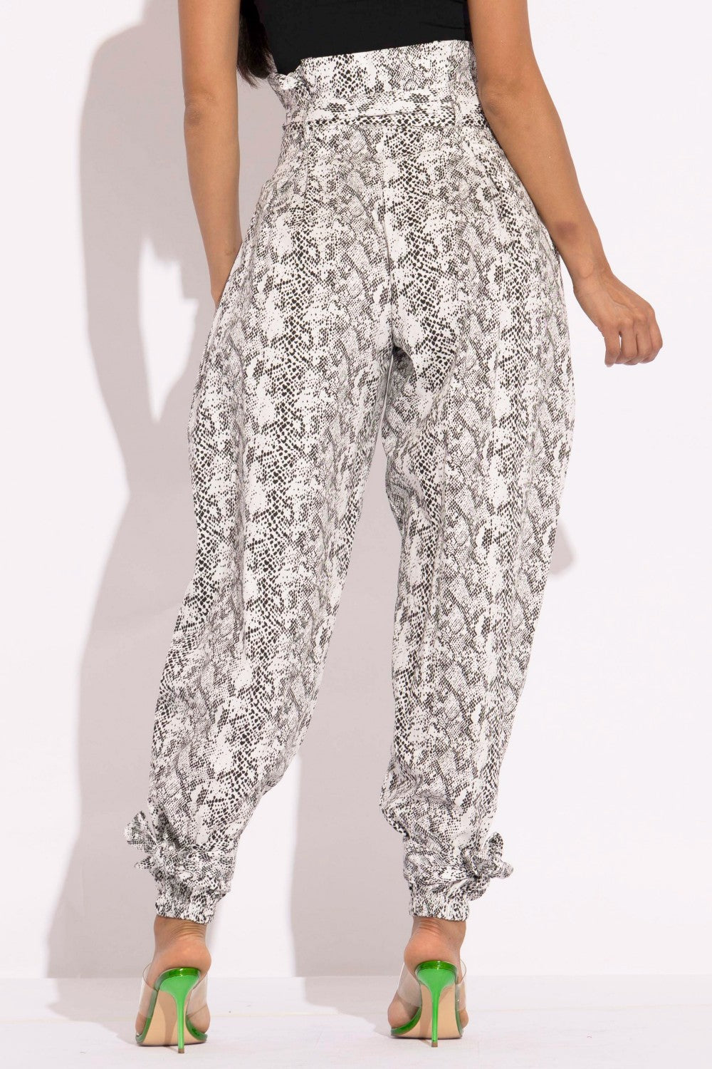 Snake Skin Printed Paper Bag Cargo Pants